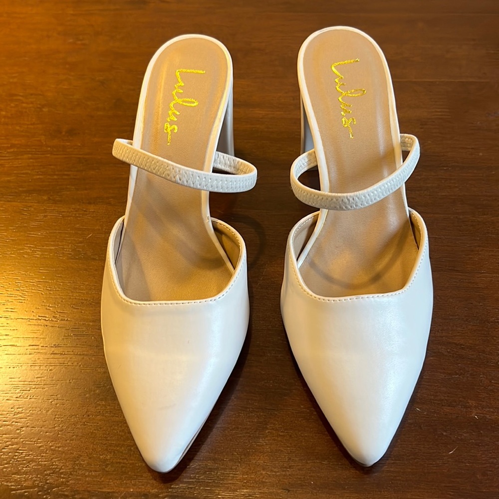 White Pointed Toe Heels